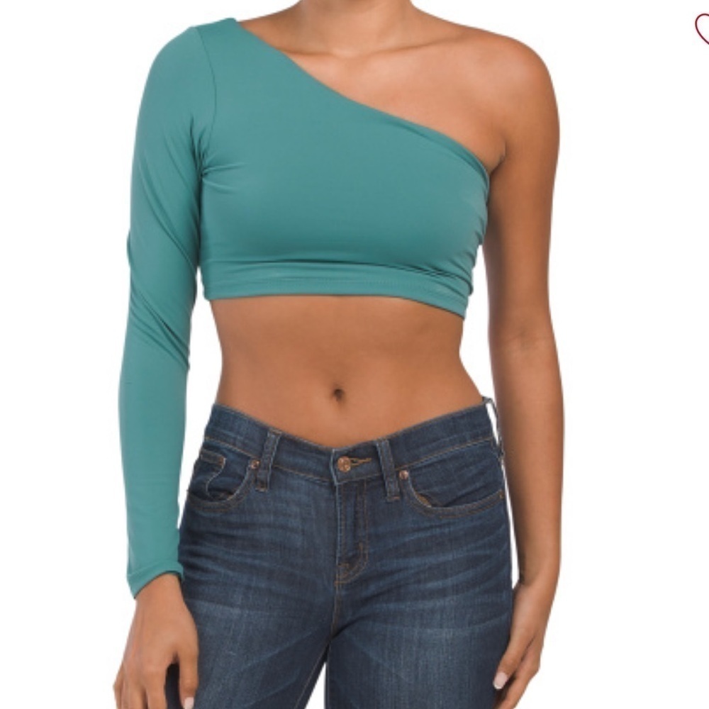 SUSANA MONACO NWT one shoulder long sleeve crop top size L